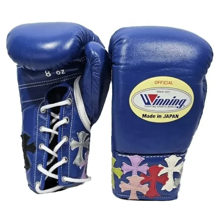 Winning Blue Embroidered Boxing Gloves Training Sportswear Winning Boxing Gloves Customized Your Own Logo