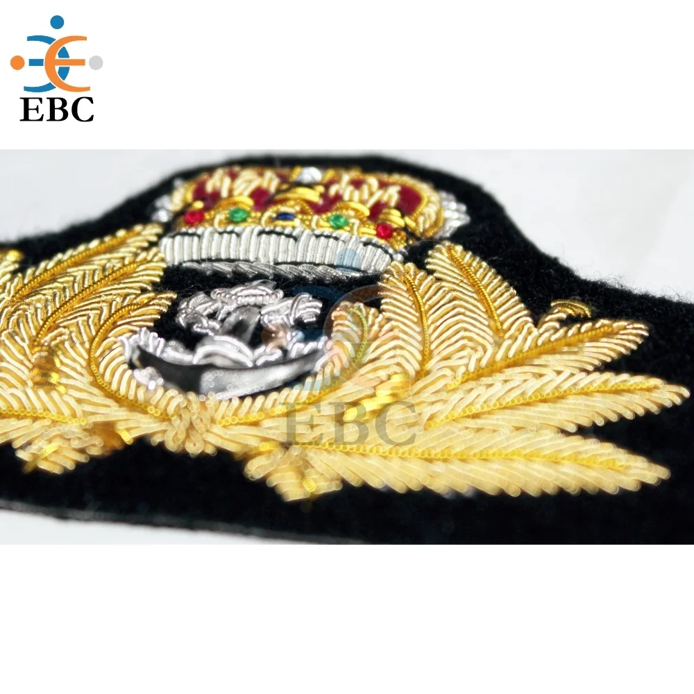 OEM High Quality Custom 3D Embroidery Bullion Patch Ranks White Anchor Blazer Badges Uniforms Hats Shoulders Collar Patch Shoes