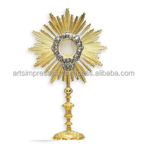 stylish amazing monstrance brass mirror monstrance Unique church product India 2024 handmade factory arts impression  hot sell