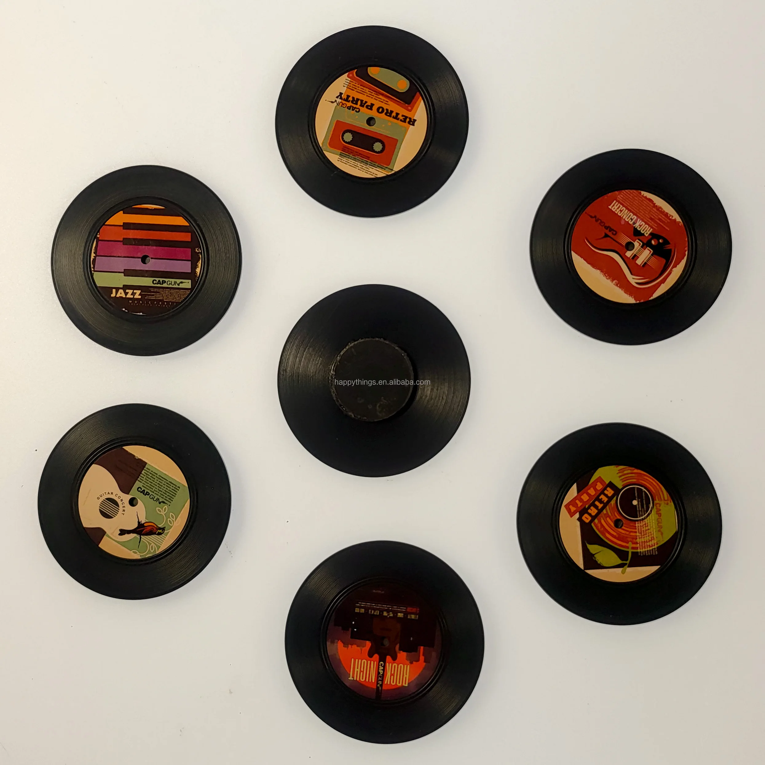 6PCS Factory Direct Novelty Souvenirs Retro Vinyl CD Record Magnetic Fridge Round Magnet