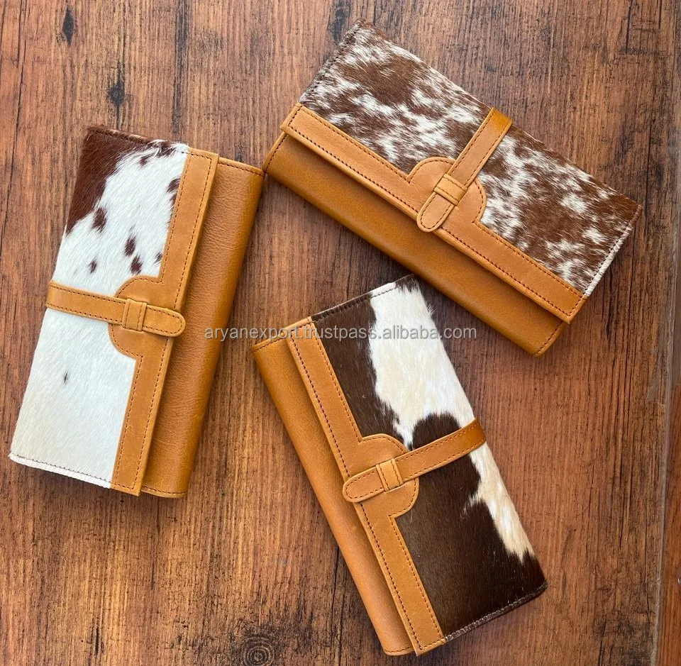 New Real Handmade Genuine Cowhide Leather Wallets For Women Slim Wallet Trifold High Quality Leather Western Clutch Purse Wallet