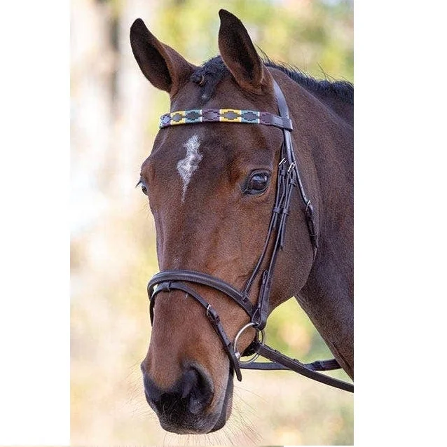 Polo Bridle On High Quality Indian Drum Dyed Vegetable Tanned Leather,Nylon Tread And Brass Buckles