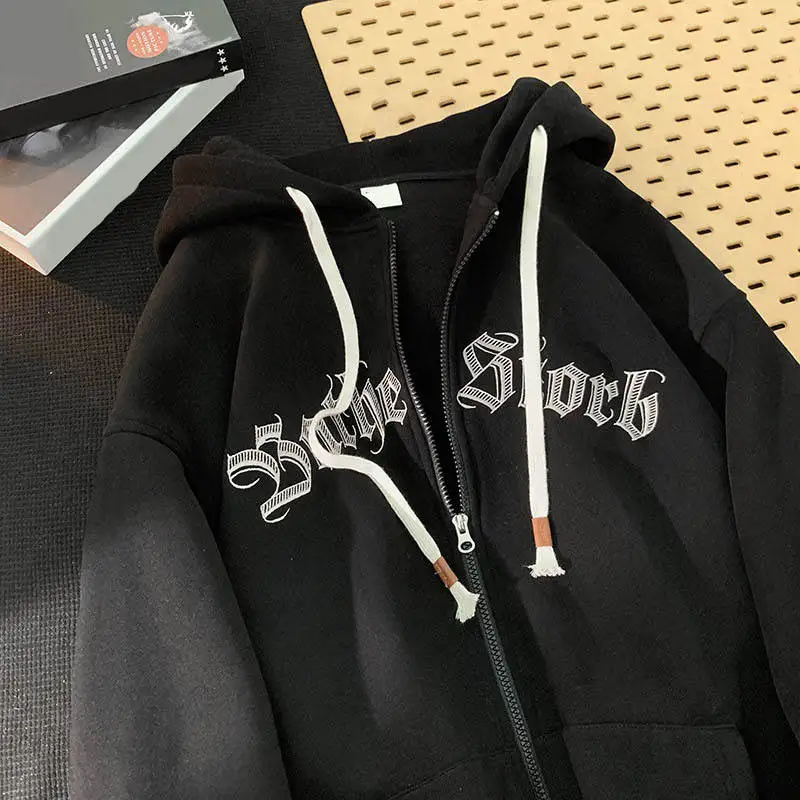 OEM Oversized Heavyweight 100% Cotton Zip up Brown Hoodie Custom Logo Streetwear Full Zip up Hoodie Puff Printing