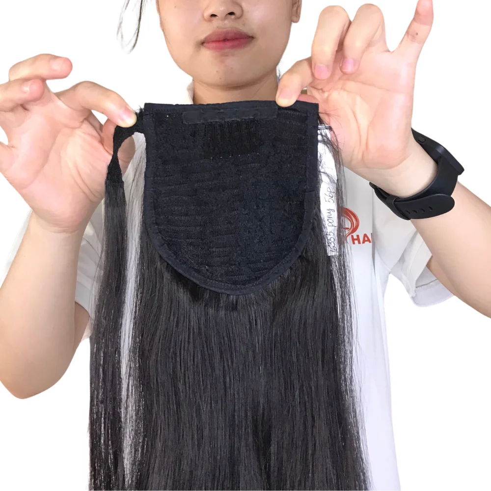20 Inch Virgin Vietnamese Hair Ponytail Clip in Human Hair Extensions Body Wavy Natural Wavy Ponytail Wrap Hairpiece 150g/pcs