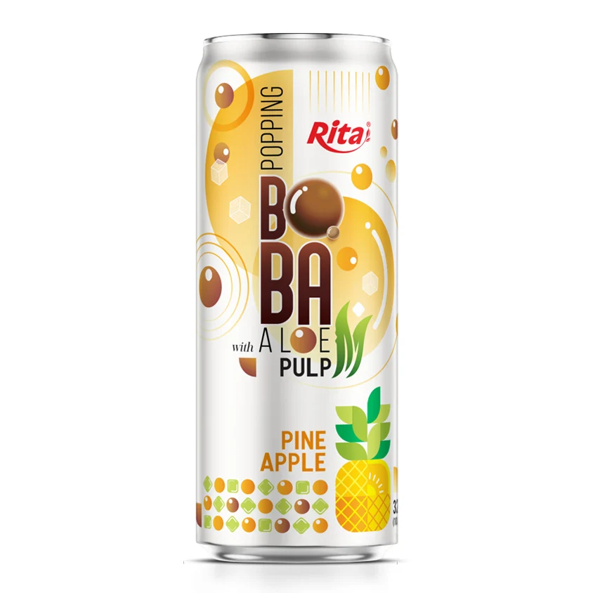 Popping Boba Drink with Aloe Vera Pulp and Raspberry Fruit 320ml Can Best Quality OEM ODM Services Beverages Private Label