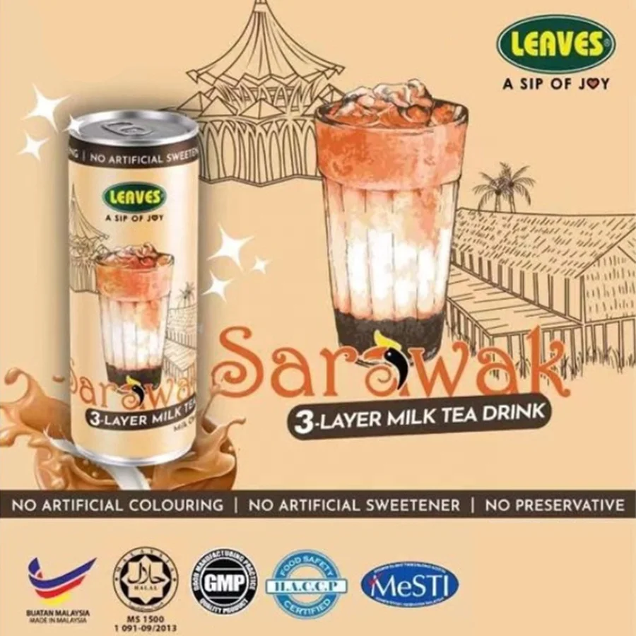 Короткоголовый (саравакский) 3 слоя молочный чай листьев известных местных напитков можно пить уникальный вкус