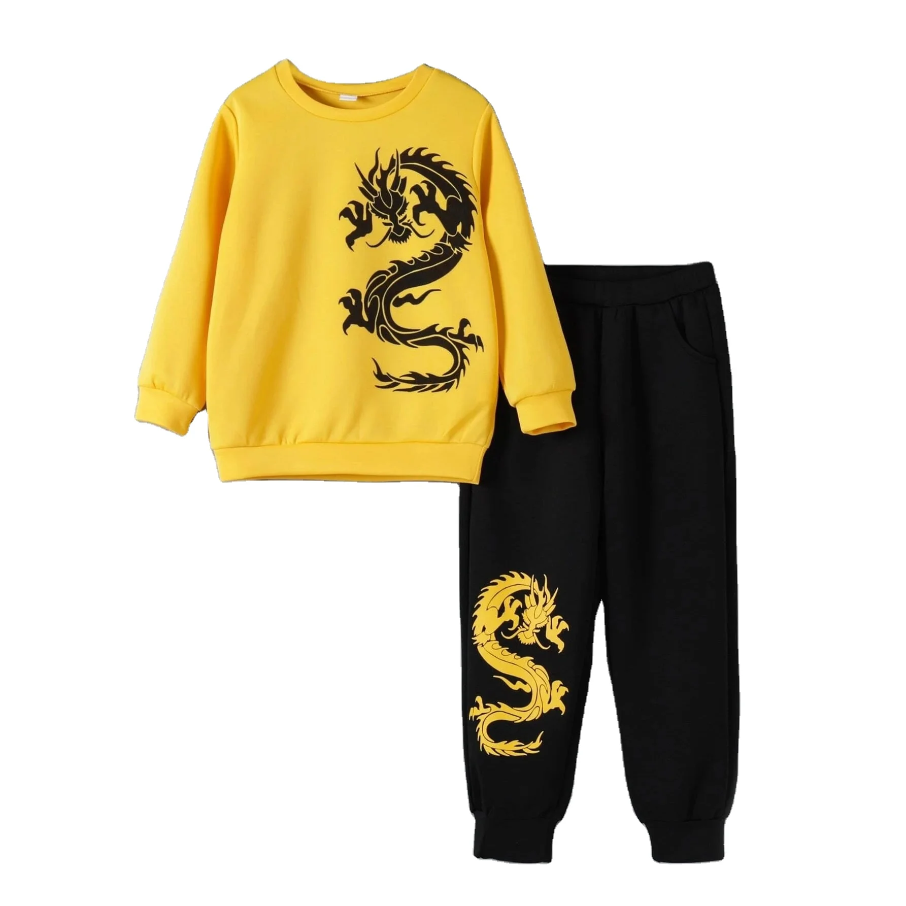 Dragon printed Boys clothing set Kids Tracksuit set  Children Sweat shirt and Jogger Sweat suit Unisex 2 pcs winterwear clothing