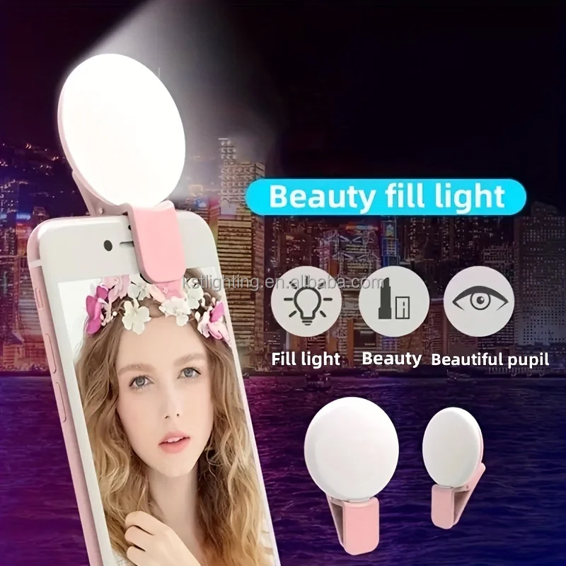 Wholesale Mini Clip on Ring Light Black Customized logo Colorful Usb Rechargeable Selfie Mobile Phone Led Fill Light