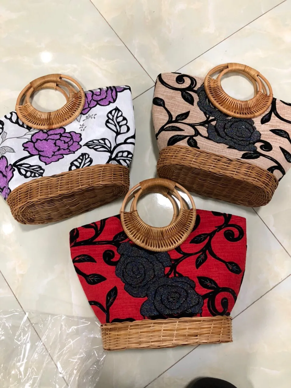 Women Woven Square Rattan Straw Bag Bohemia Style Handmade Handbag Beach Circle Tote Purse Hot Sell Vintage Style in Vietnam