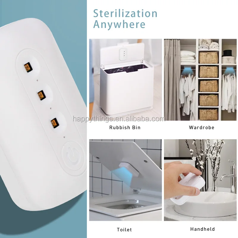 High Quality Lighting UV Sanitizing Rechargeable Atomic UVC Sanitizing Lamp Gravity Sensor UV lamp for Toilet Seat