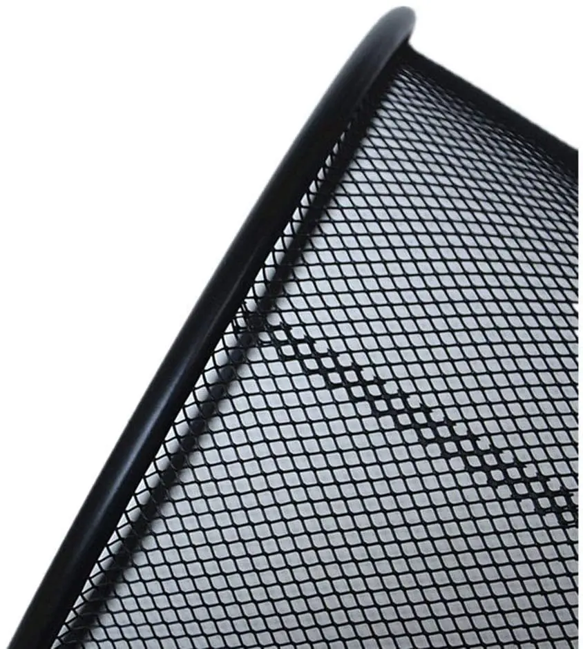 Mesh Waste Garbage Trash Bin Pop up Open Top Wire Metal Customized Logo Round Office Home Hotel Room Kitchen or Outdoor Black