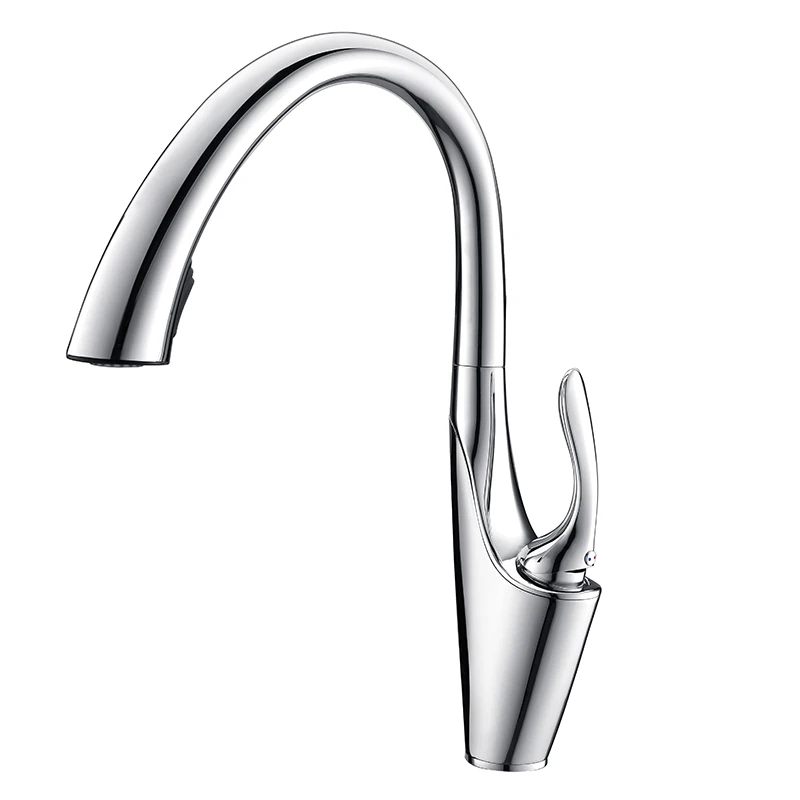 TK Hot sales Kitchen Taps Single Handle Dual Water Outlet Pull out Brushed Faucet Pull Spray Kitchen faucet