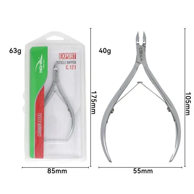 NGHIA Professional Stainless Steel Ultra Sharp Full Jaw C.121 Cutticle Spring Manicure Nipper For Nails