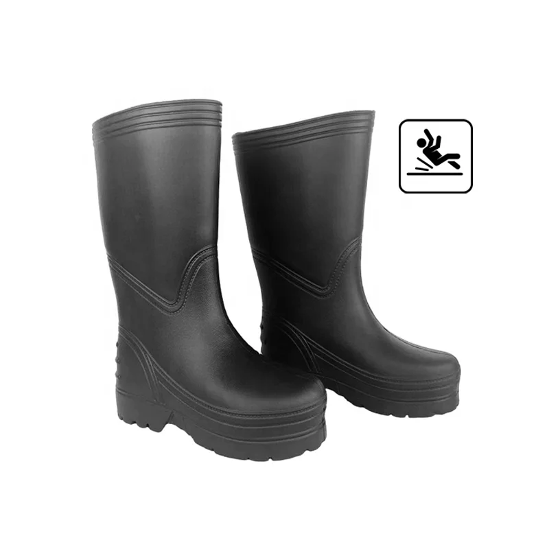 Economy Unisex Waterproof Shoes Botas De Lluvia Car Wash Farming No-slip Oil Resistant High Cut Black EVA Labor Work Rain Boots