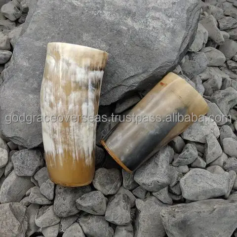 High Quality Viking Horn Glass Drinking Horn Glass Coffee Glass With Resin Base Viking Horn From India