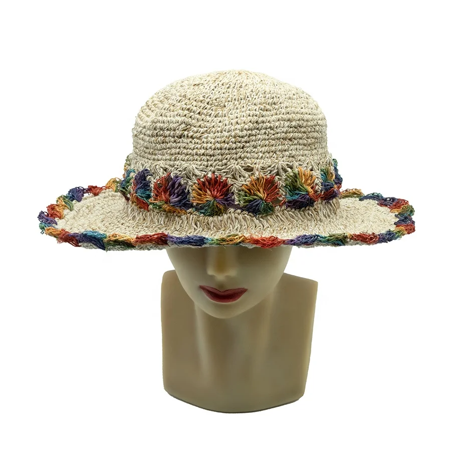 Himalayan natural hemp wide brim sun visor hat-custom design-custom size-custom labeling-handmade crochet Ecological hemp Hats
