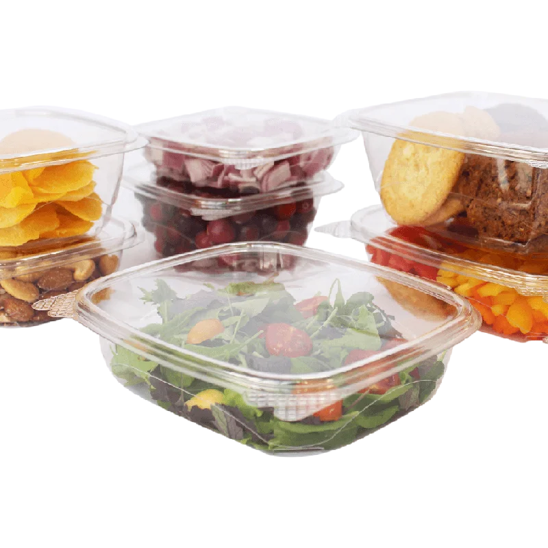 Disposable rPET plastic 8 oz salad fruit plastic box food containers