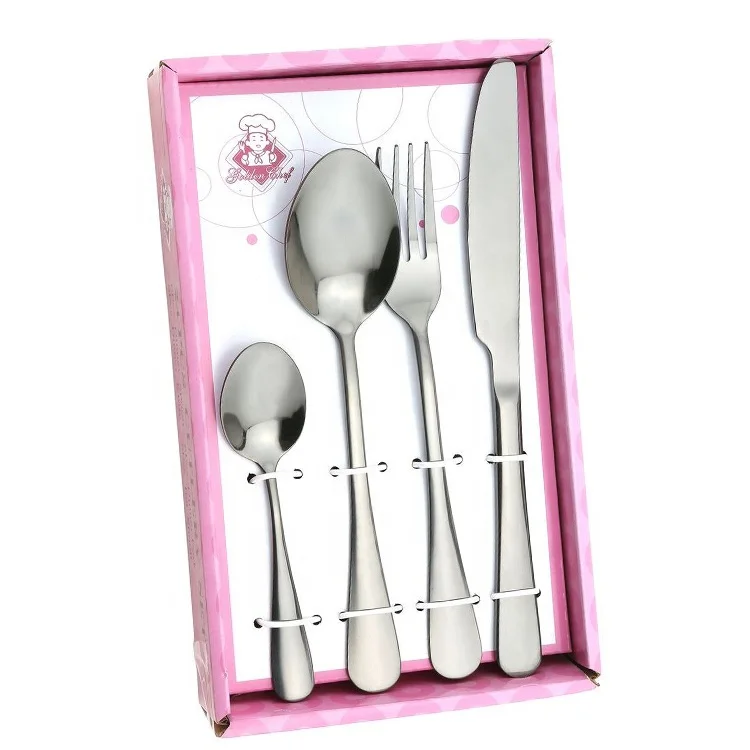 Stainless steel cutlery set of 24, vintage fork knife spoon and tea spoon tableware with wooden color coating handle for gift