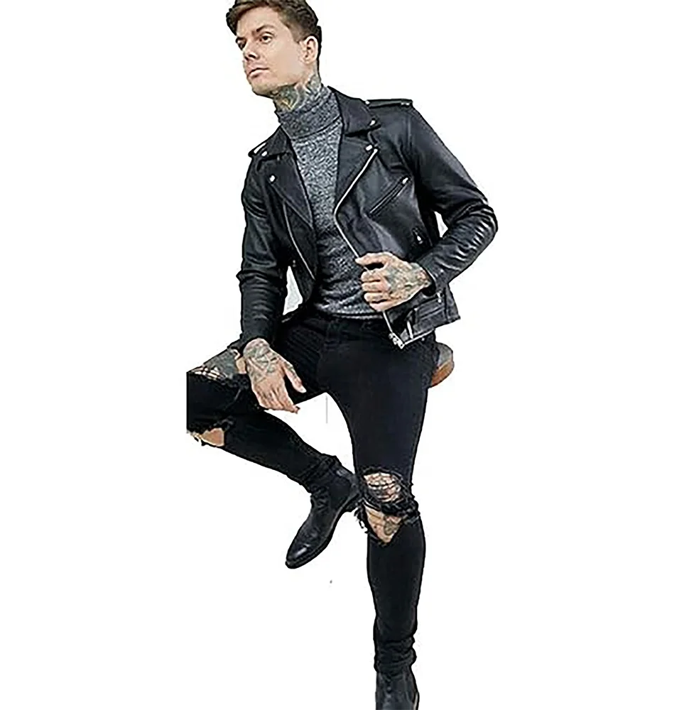 New Mens Custom Men Leather Jacket High Quality Black Leather Jacket Boy Designer Leather Jackets Skin Coat Men