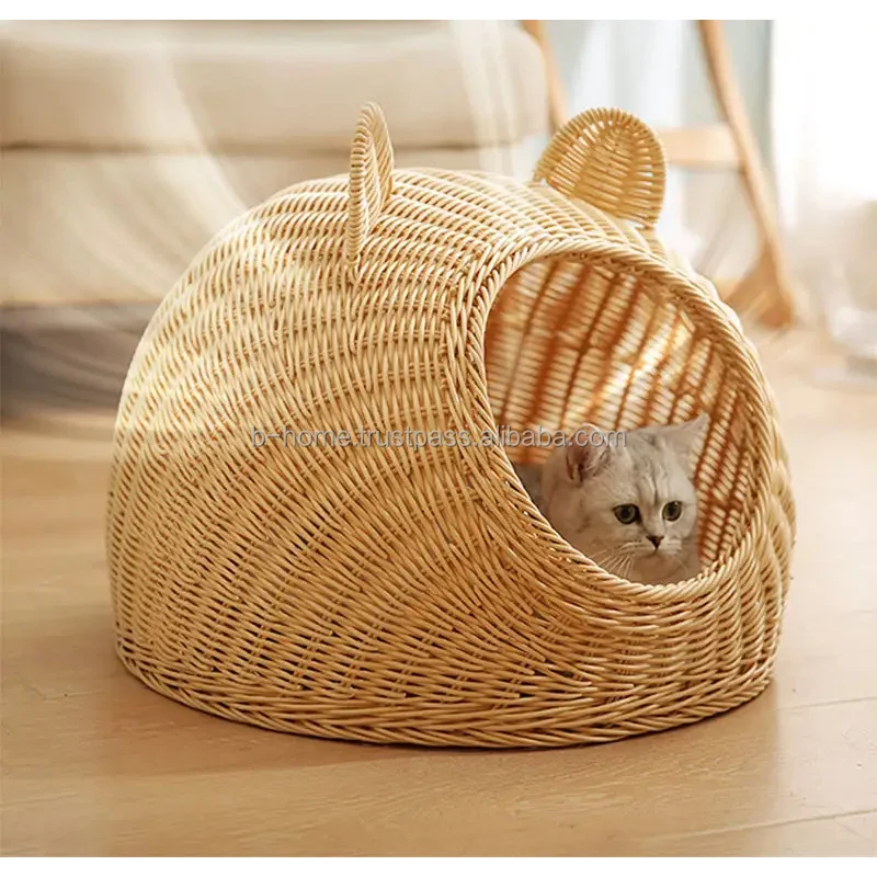 Best Choice Pet Bed For Cats With Paws Handwoven Hand Washed Cat Rattan Bed Home Custom Design Handmade In Vietnam