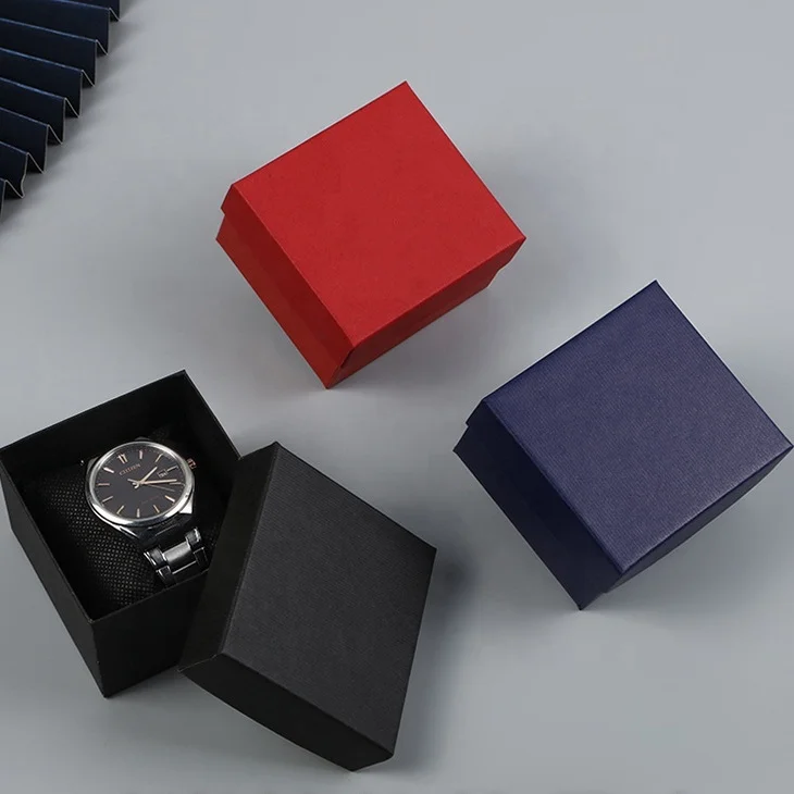 ZHCWCB Matt black jewelry box leather pattern paper watch square packaging box ring jewelry gift box factory direct delivery
