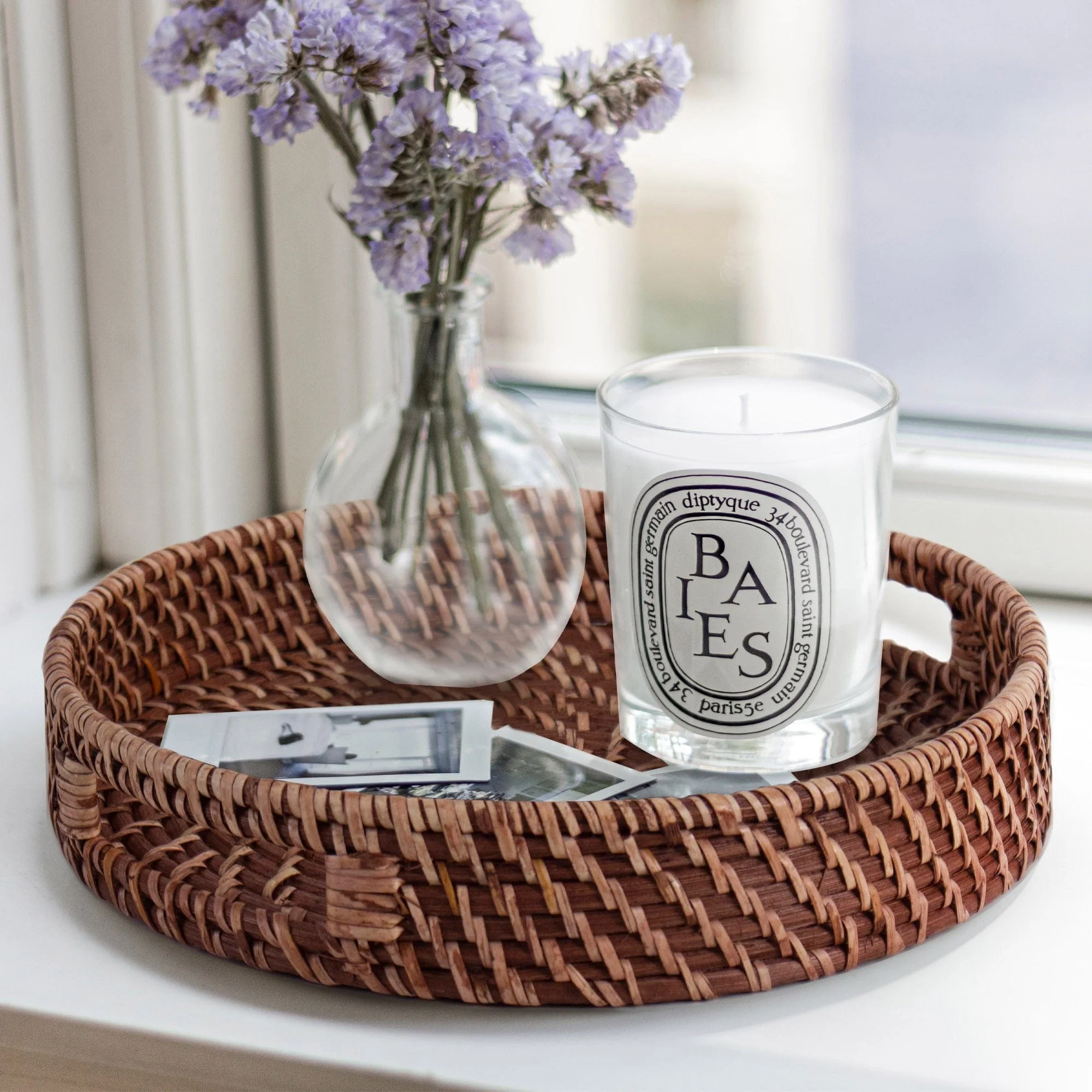 Hot Selling Wicker Round Brown Natural Rattan Serving Trays with cutout handles for Food Storage Best Color