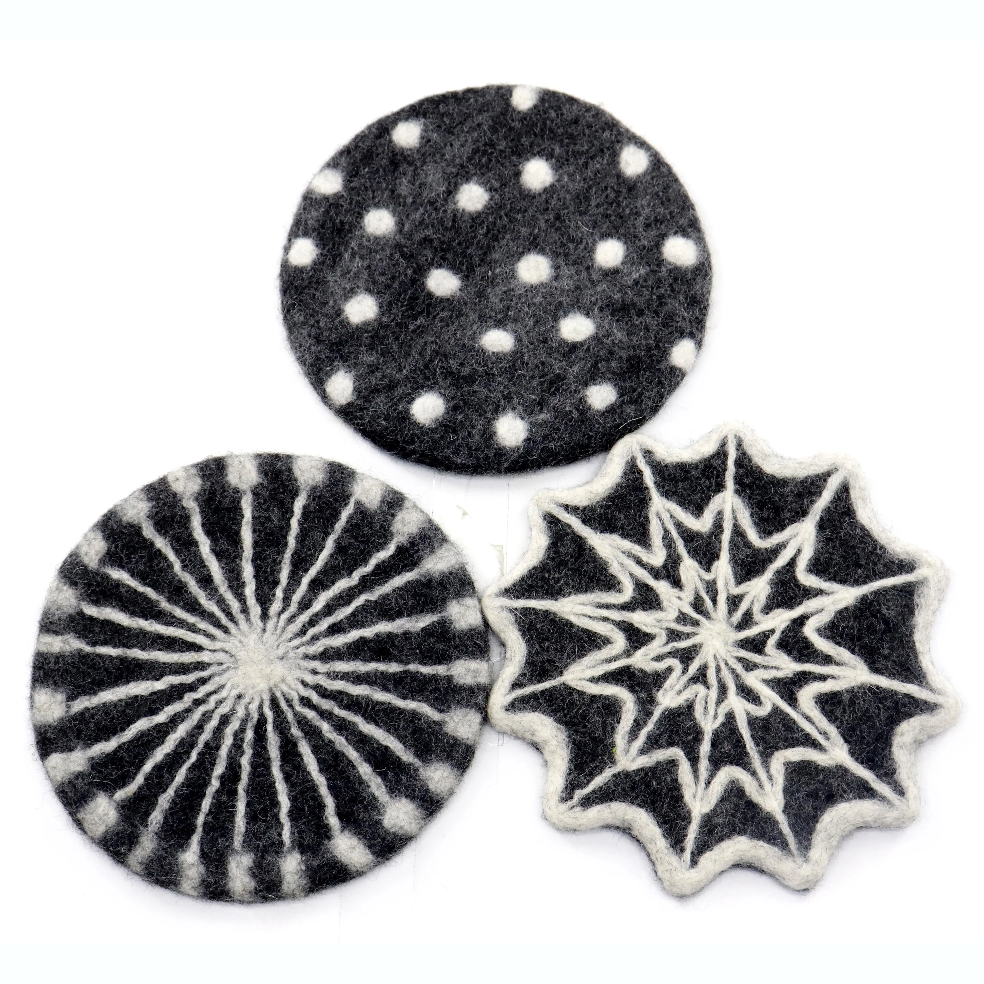 Newest high quality handmade eco-friendly heat resistant felt wool cup pot pan hot 10 cm Halloween Coaster set