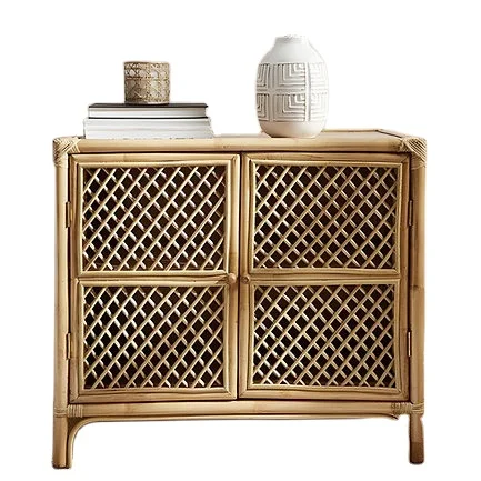 Best Price For Wholesale Round Unique Natural Rattan Cabinet For Storage Convenient For Home Decoration Handmade From Vietnam