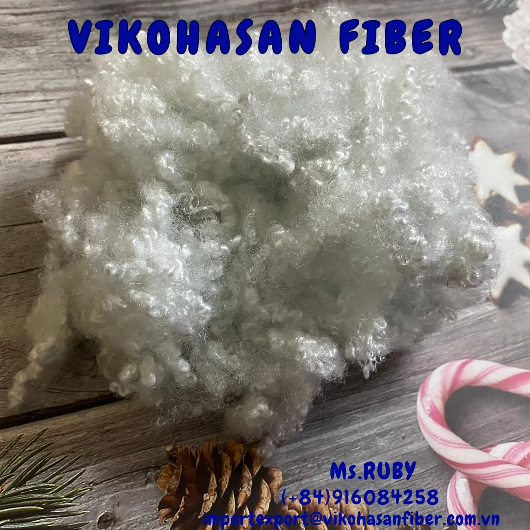 100% rPET Fibres 7D HCS White Grade Hollow Conjugated Siliconized GRS Polyester Fibre Soft Home Textile Cushion Pillow Toys Kids