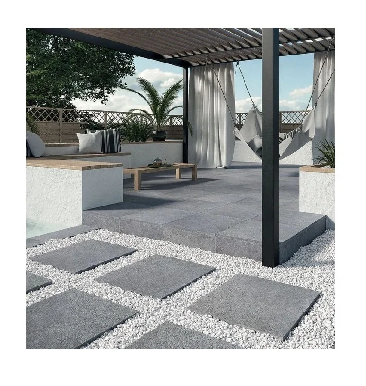 High Quality PVC Rustic Garden Floor Tiles 600x600mm Full Body 2cm Thick Non-Slip Exterior Brick Wall Good for Outdoor Use