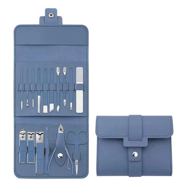16 in 1 PU Color Manicure Set Professional Nail Clippers Manicure Set Pedicure Kit Nail Clipper Women Men Travel Nail Tool Kit
