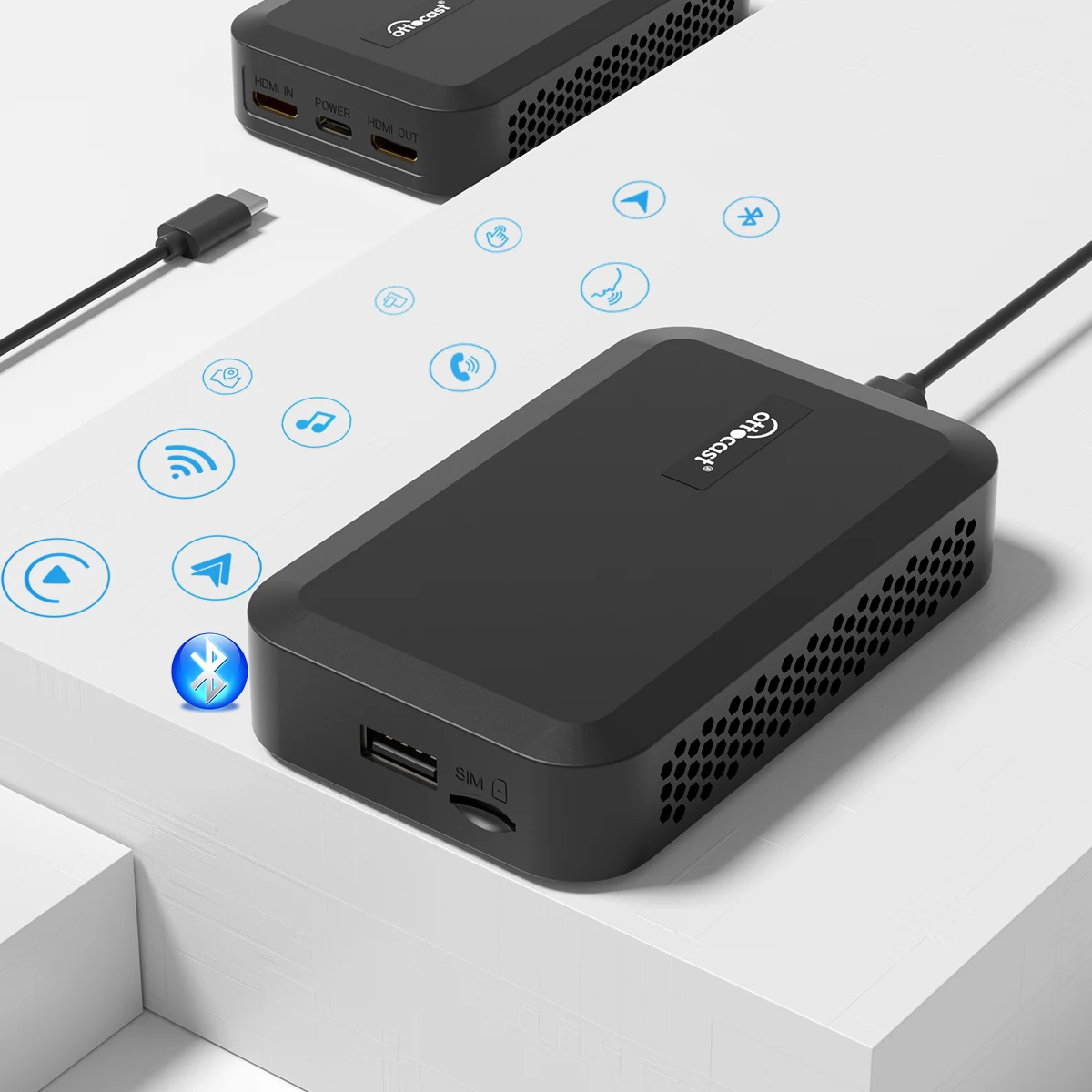 2024 Ottocast Carplay AI Box Carplay Android System Multimedia  Carplay Ai Box with HD MI input and output universal for cars