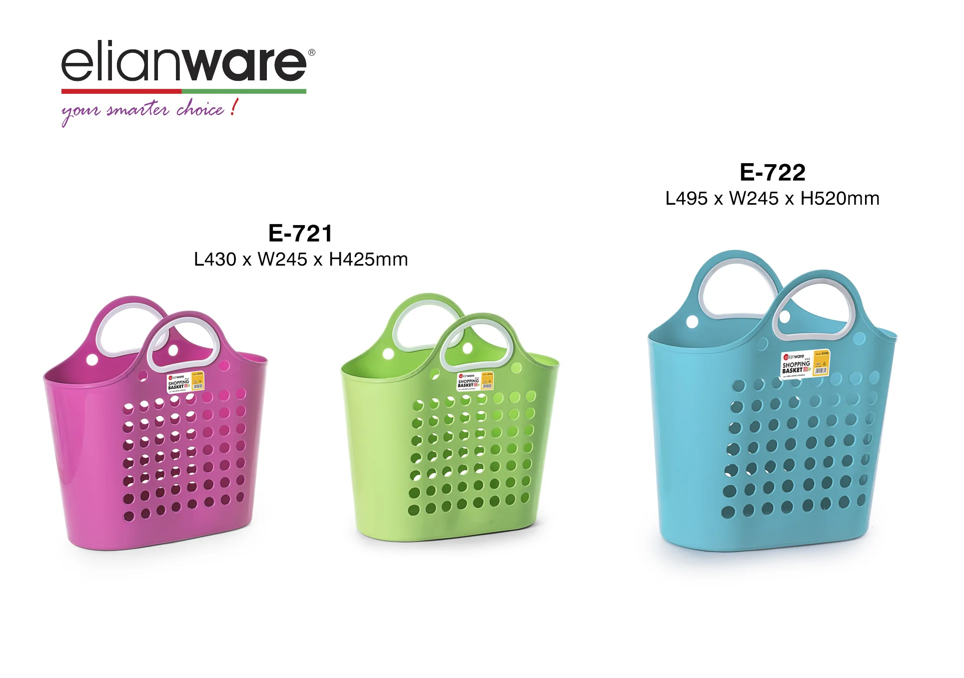 Elianware Durable Twistable Compressible Hollow Hanging PE Basket Shopping Basket With Handle