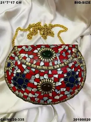 New arrival Handmade Indian Mosaic Bag with elephant design Metal Women Handbag For Parties at Wholesale Price by LUXURY CRAFTS