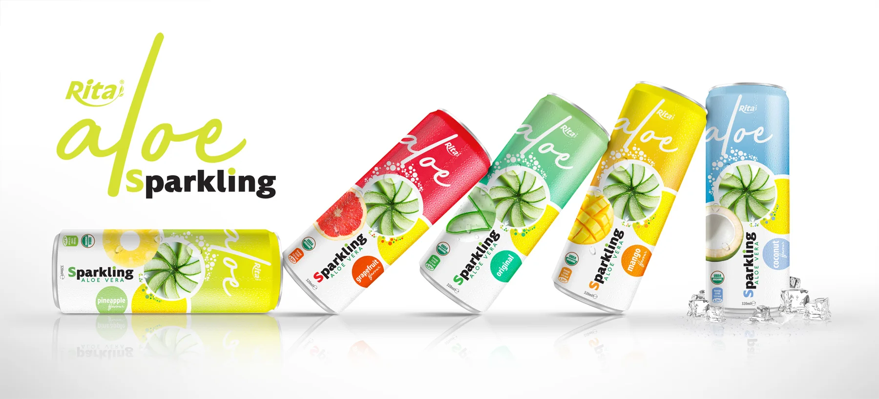 Sparkling  Aloe Vera Juice  Fruit Flavor Drink Canned  Carbonated Aloe Vera  320ml Natural Juice Flavored carbonated drinks