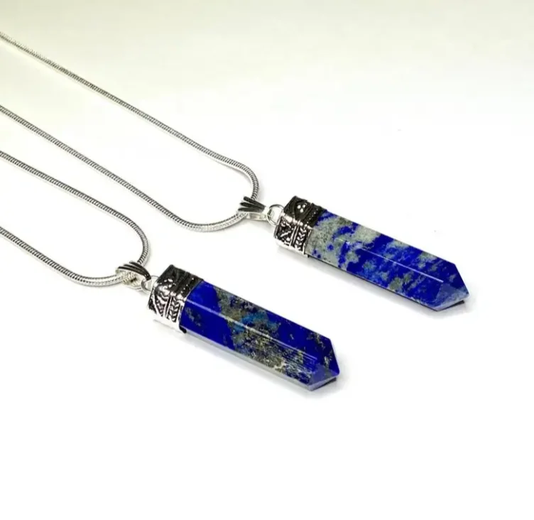 Latest Lapis Lazuli Pencil Pendant Wholesale Chakra Pendants for sale Agate Necklace From Alif Crystal and Agate in India