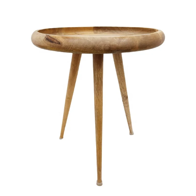 Новое поступление Лидер продаж деревянный круглый боковой столик натуральный современный дизайн журнальный для гостиной спальни ручная работа