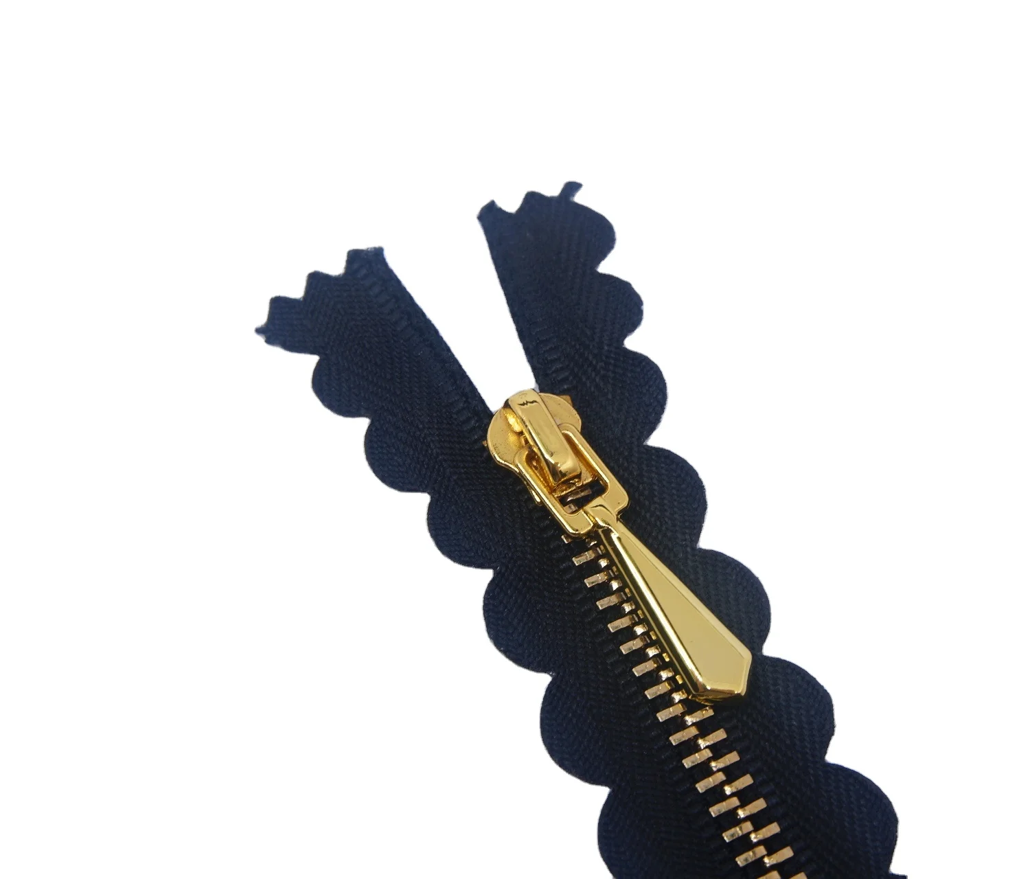 OEKO-TEX Metal zipper, glod teeth double slider lace tape