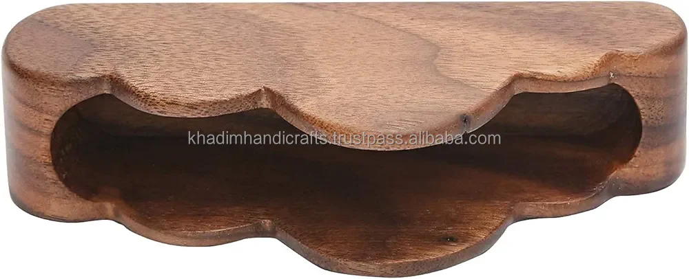 Natural acacia wood unique shape and design card holder of acacia wood with best quality and inlay