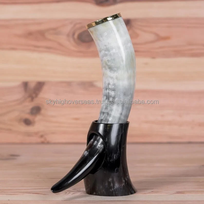 best quality viking horn with leather for party