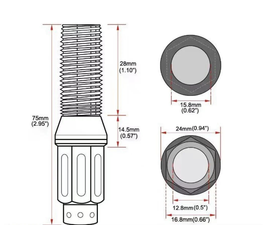CNC Machining auto modification  Titanium alloy Bolt Custom conical seat Car Rim Bolts  M14X1.25 /1.5