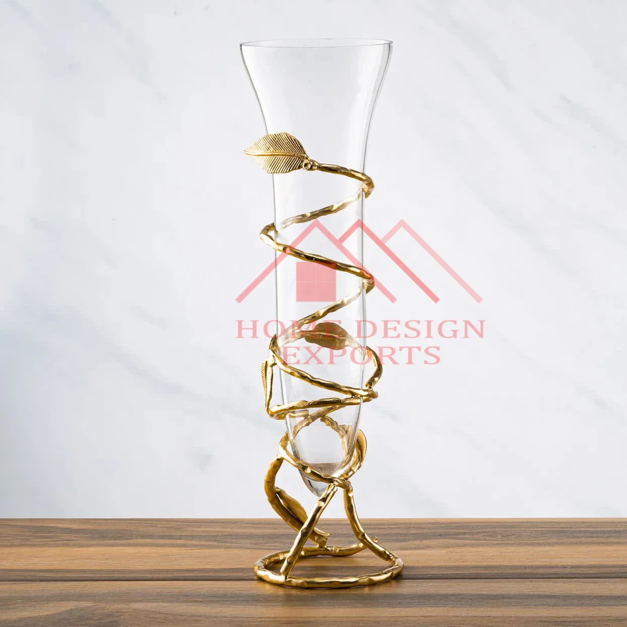 Decorative Fancy Metal Flower Vases for Bedroom and Living Room Most Selling Interior Decor Golden Leaf Design Table Vases
