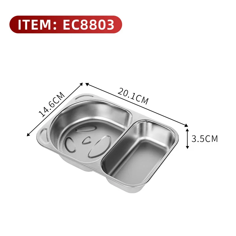 Hot selling in India custom design silver kitchen food dinner kids 3 compartment divided rectangular stainless plate suppliers
