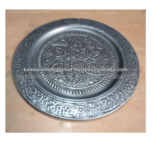 Eco-Friendly 13-Inch Stainless Steel Charger Platter with Vintage Design for Home Hotel Restaurants for Thanksgiving Pack 100pcs