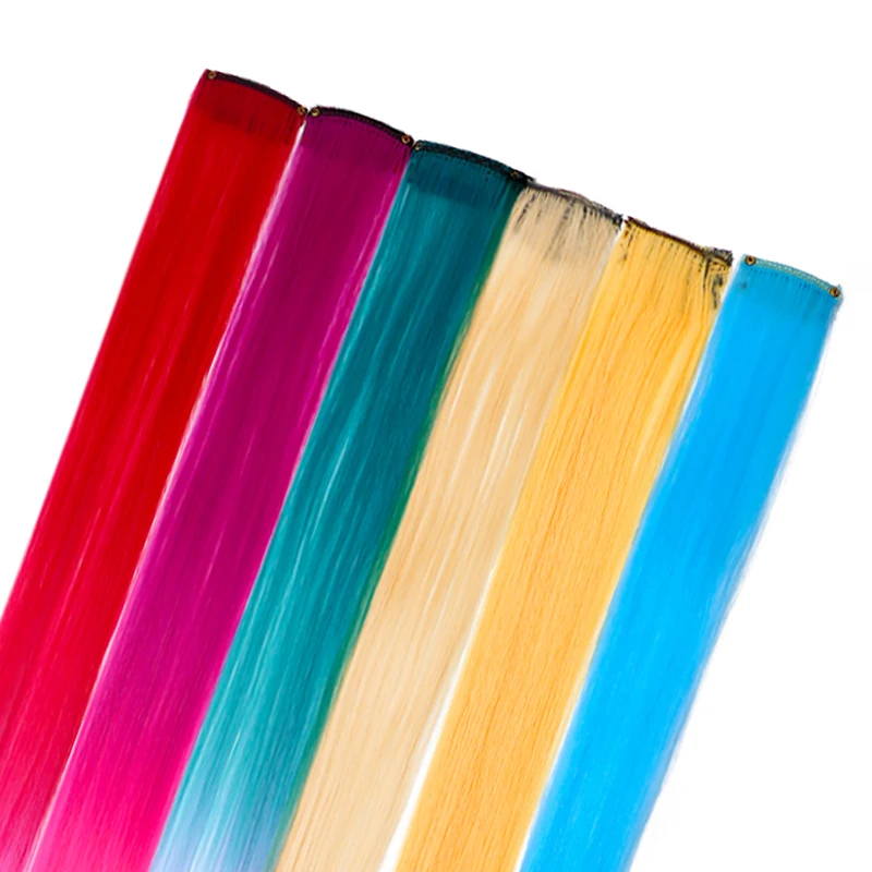 Pack of 6 Strands for Clip-In 50 cm Fake Hair Coloured Extensions Glitter StrandsAccessories for Party Hair