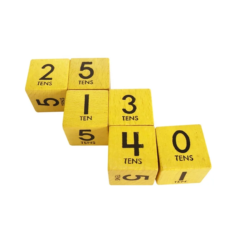 25mm Yellow Wooden Dice with Black Numbers 0-5 - Educational Game Toy
