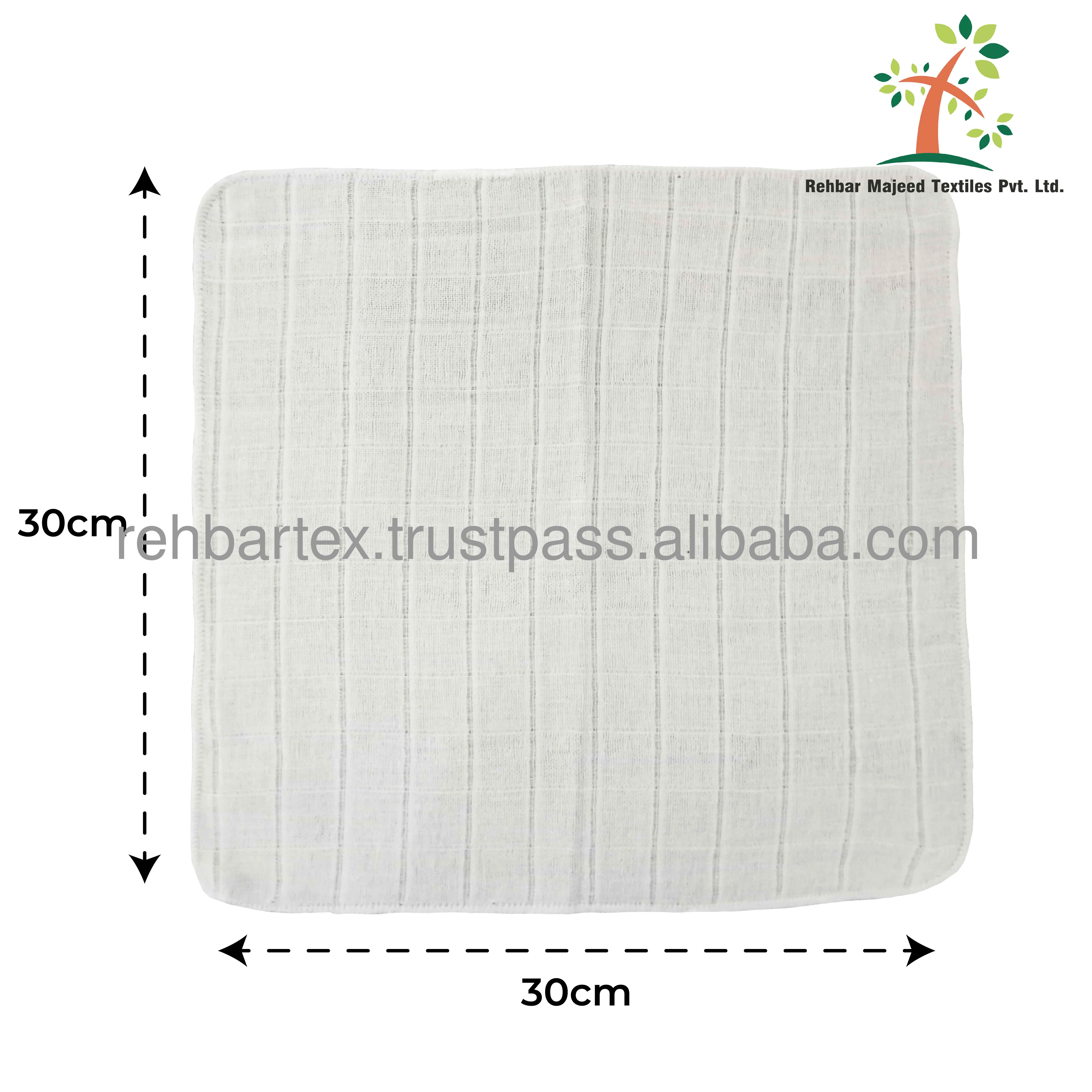 High Quality 100% Cotton Gauze Muslin Face Cloth Gentle, Soft & Washable Gauze Muslin Handkerchief Used For Multiple Purposes