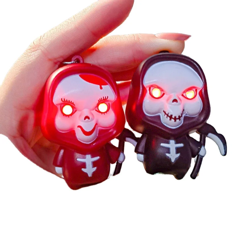 2024 novelties Glowing and Speaking Halloween Skeleton Keychain horror specter key chain Ghost cry ghost keyring for men women