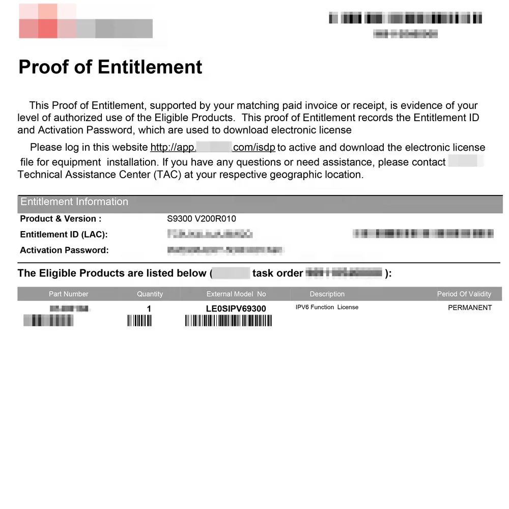 CE12800 IDC Switch IPv6 License V100R002C00 CE128-LIC-IPv6 software license
