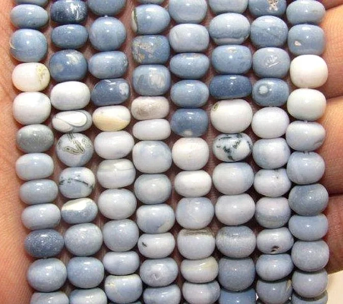Natural blue opal plain roundel shape loose gemstone beads for making jewelry wholesale price per gram